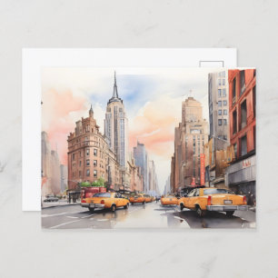 New York watercolor art Postcard
