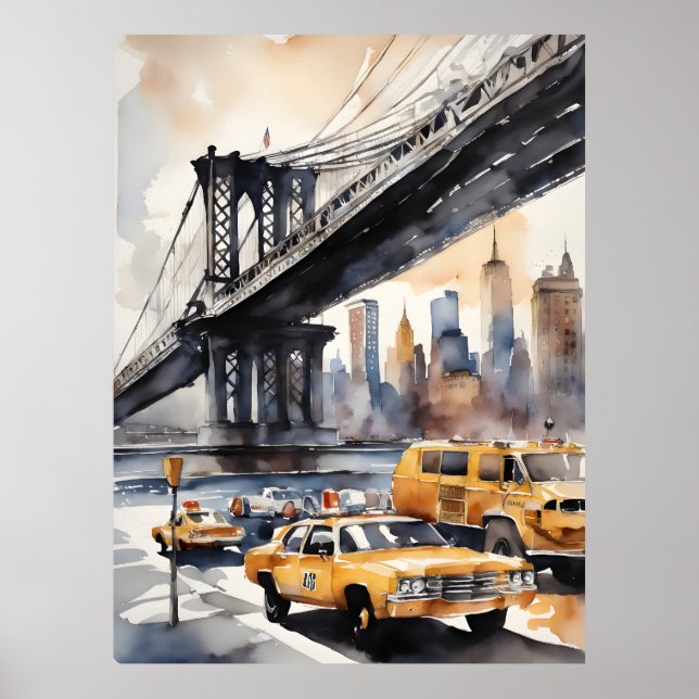 New York watercolor art Poster (Front)