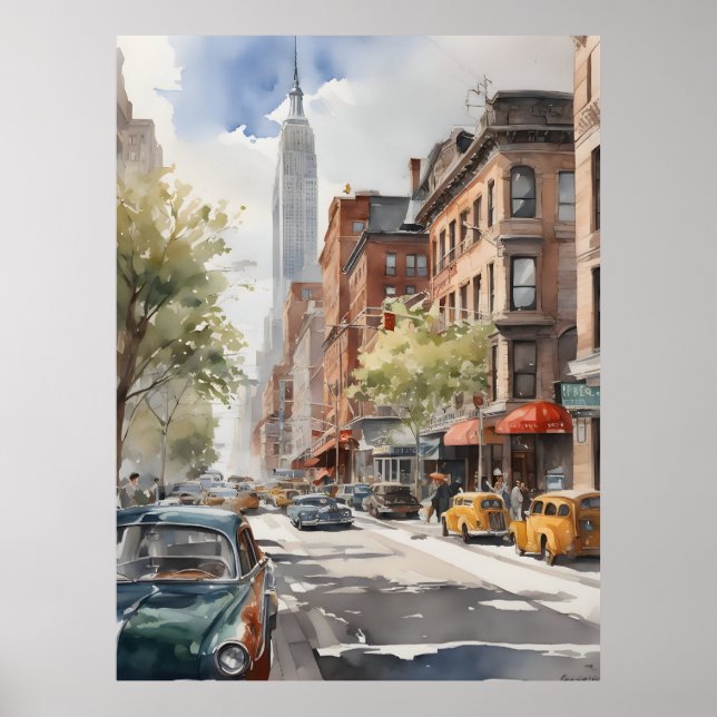 New York watercolor art Poster (Front)