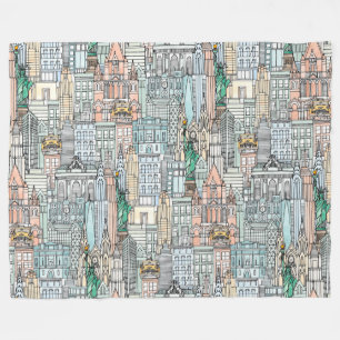 New York watercolor Fleece Blanket