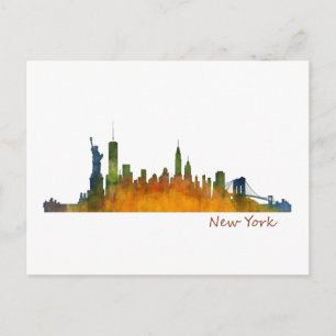 New York watercolor Skyline Postcard
