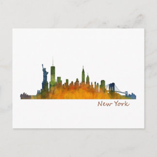 New York watercolor Skyline Postcard