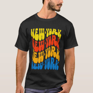 New York Wavy Text Patriotic Design T-Shirt