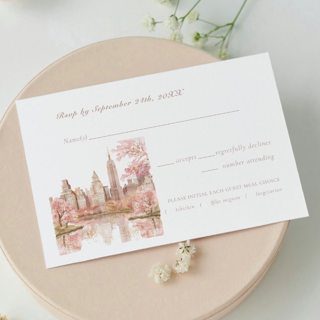 New York Wedding Dusty Pink  RSVP Card (Creator Uploaded)
