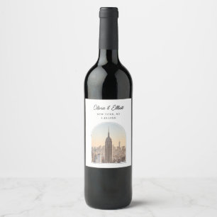 New York Wedding Favour Personalised Wine Label