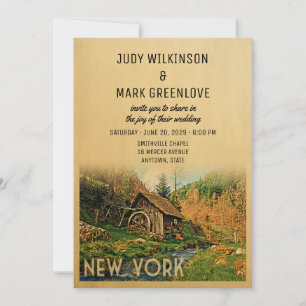 New York Wedding Invitation Rustic Cabin Mill