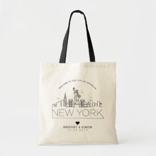 New York Wedding Stylised Skyline Tote Bag