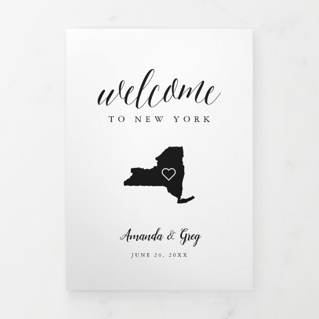 New York Wedding Welcome Letter & Itinerary Tri-Fold Programme (Cover)