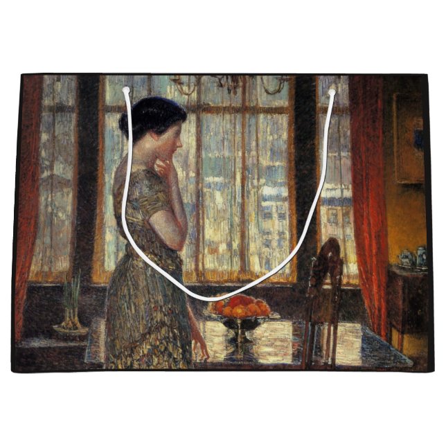 New York Window in Winter (by Childe Hassam) Large Gift Bag (Front)