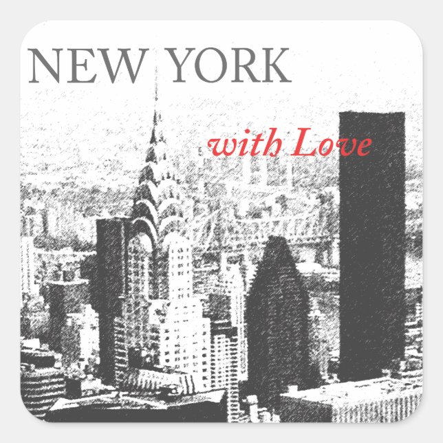 New York with Love Square Sticker (Front)