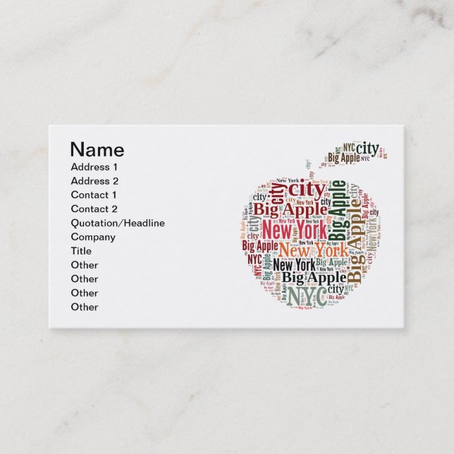 New York words cloud Business Card (Front)