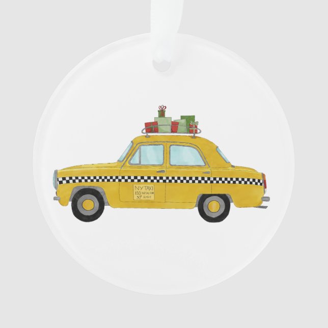 New York Yellow Cab Taxi Christmas Gifts Ornament (Front)