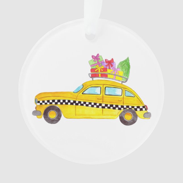 New York Yellow Cab Taxi Christmas Gifts Ornament (Front)