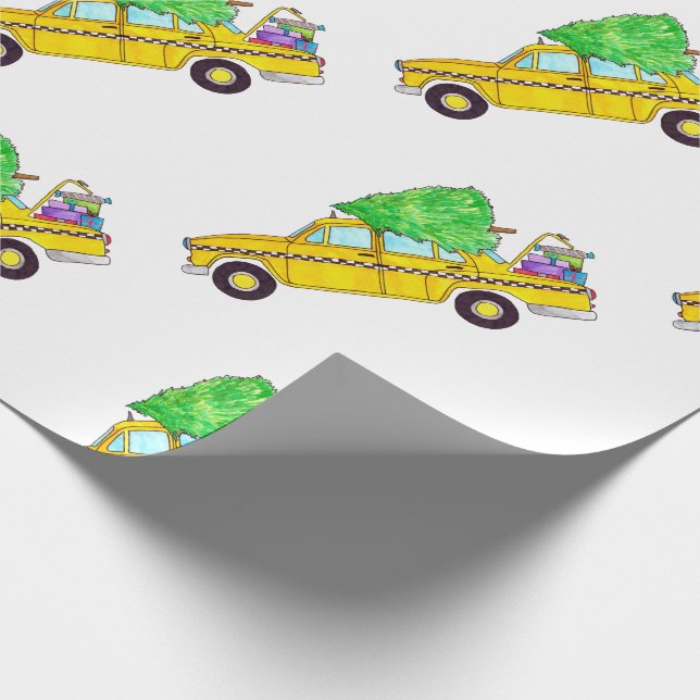 New York Yellow Cab Taxi Christmas Gifts Wrapping Paper (Corner)