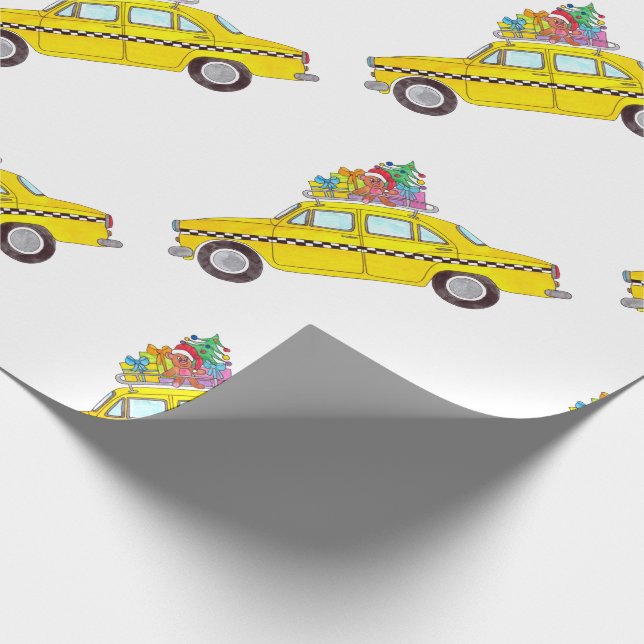New York Yellow Cab Taxi Christmas Gifts Wrapping Paper (Corner)