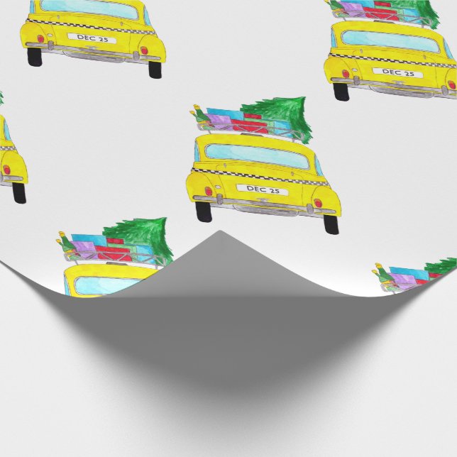 New York Yellow Cab Taxi Christmas Gifts Wrapping Paper (Corner)