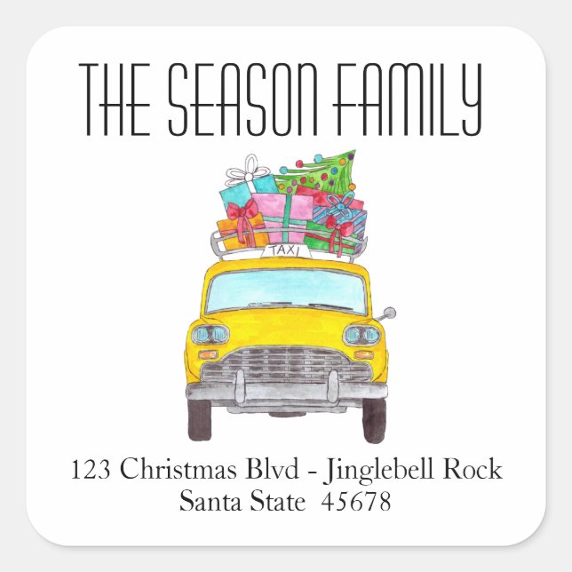 New York Yellow Taxi Cab Christmas Gifts Square Sticker (Front)