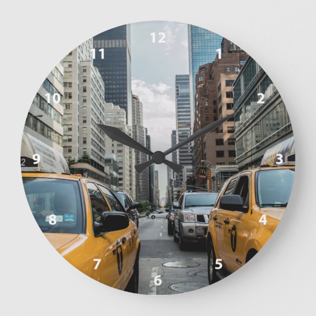 New York Yellow Taxi Cabs Large Clock (Front)