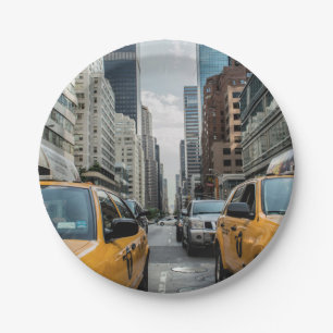 New York Yellow Taxi Cabs Paper Plate