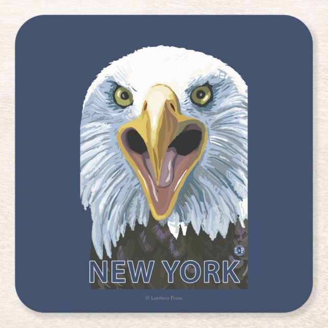 New YorkEagle Up Close Square Paper Coaster (Front)