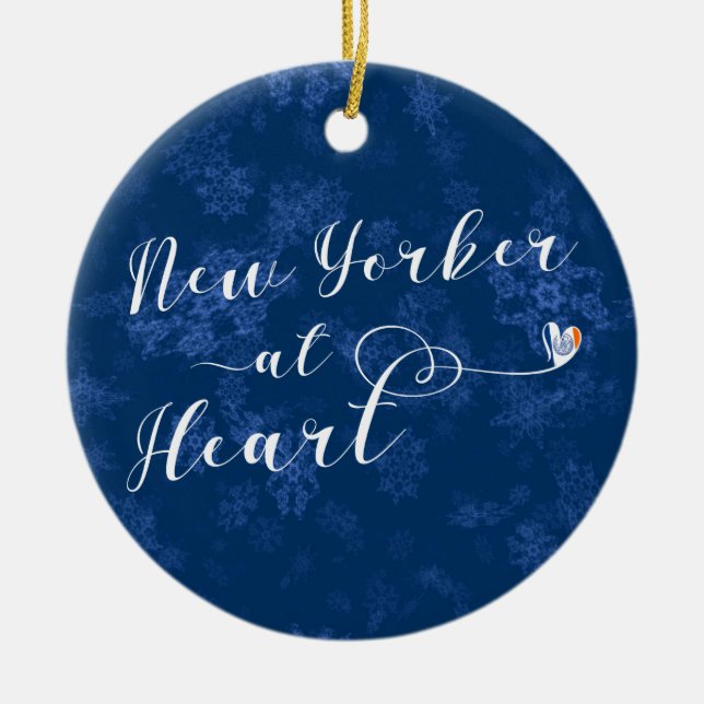 New Yorker At Heart Holiday Decoration, NYC Ceramic Ornament (Front)