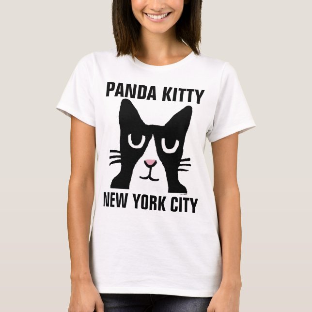 NEW YORKER CAT CARTOON, Panda Kitty, Tuxedo T-Shirt (Front)