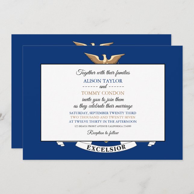 New Yorker Flag, Flag of New York Wedding Invitation (Front/Back)