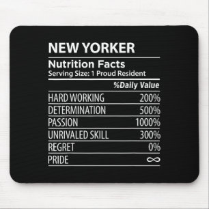 New Yorker Nutrition Facts Funny New York Pride  Mouse Pad