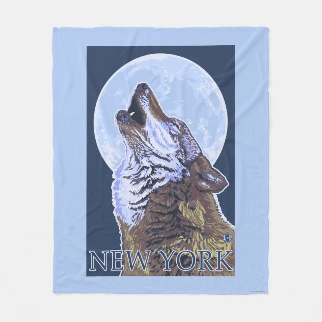 New YorkHowling Wolf Fleece Blanket (Front)