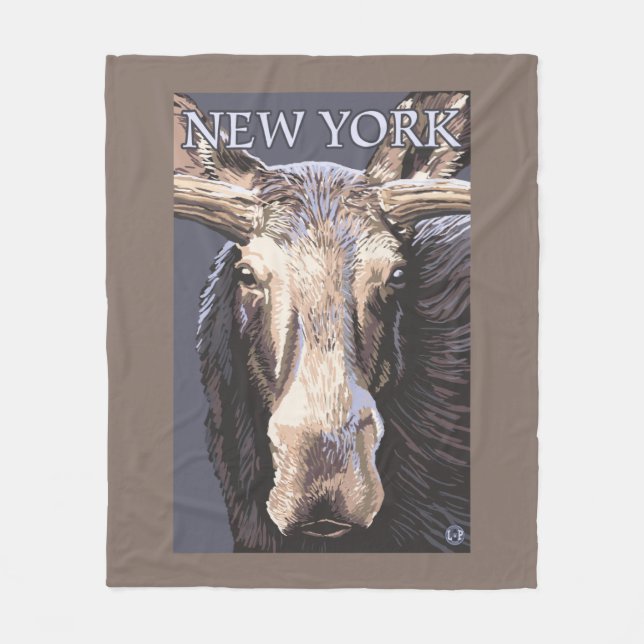 New YorkMoose Up Close Fleece Blanket (Front)