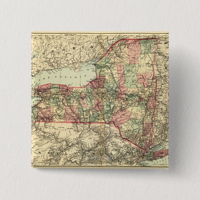 New YorkPanoramic MapNew York 15 Cm Square Badge (Front)