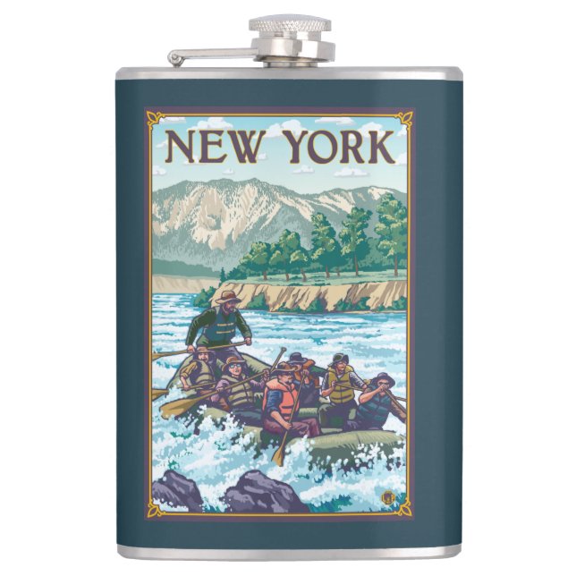 New YorkRiver Rafting Scene Hip Flask (Front)