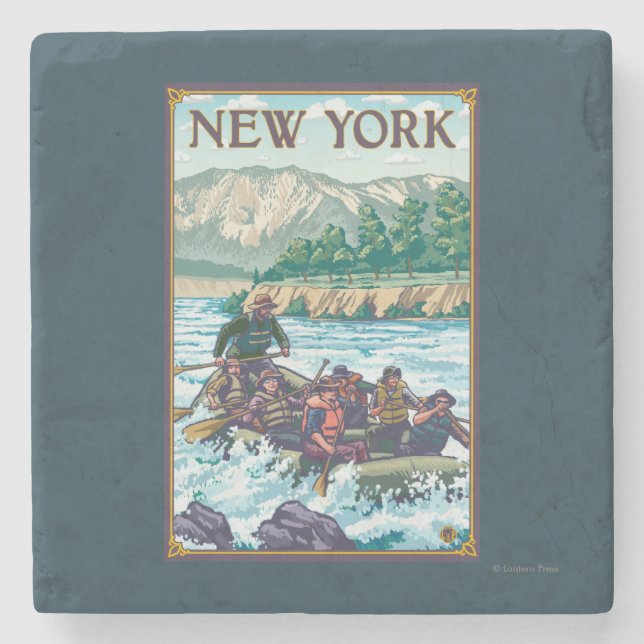 New YorkRiver Rafting Scene Stone Coaster (Front)