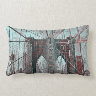 New York's Brooklyn Bridge and Freedom Tower Lumbar Cushion