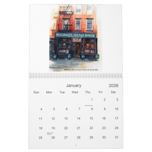 New York's finest bars calendar. Calendar (Jan 2026)