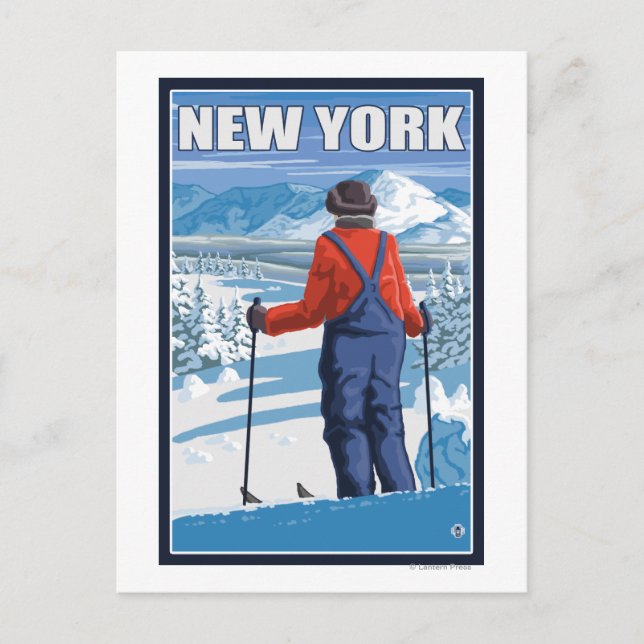New YorkSkier Admiring View Postcard (Front)