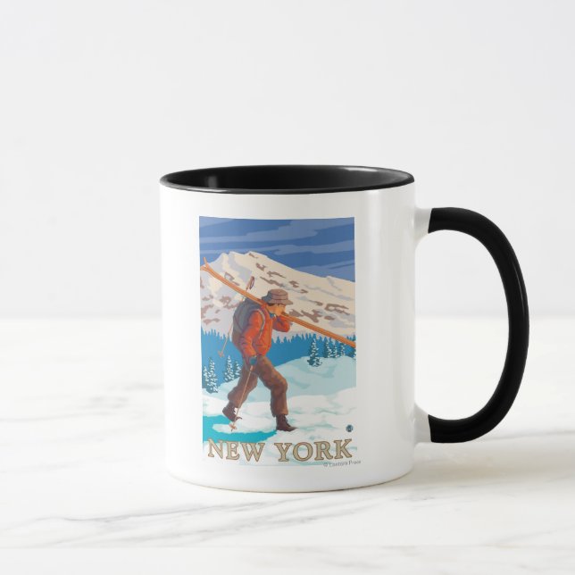 New YorkSkier Carrying Skis Mug (Right)