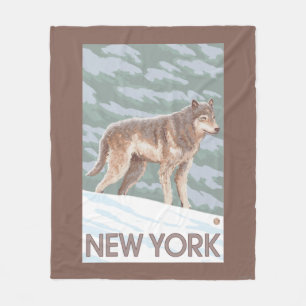 New YorkWolf Scene Fleece Blanket