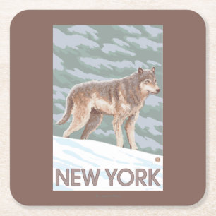 New YorkWolf Scene Square Paper Coaster