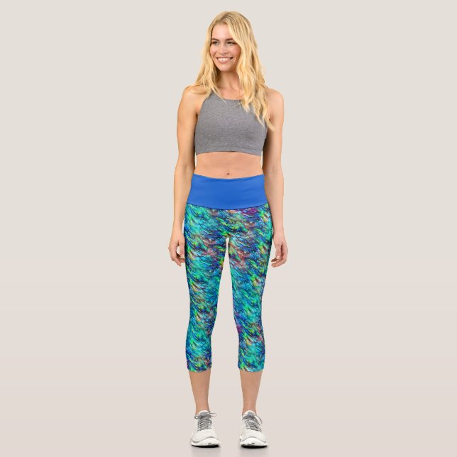 New Zealand Abalone Paua Shell Pattern 1 Capri Leggings (Front)