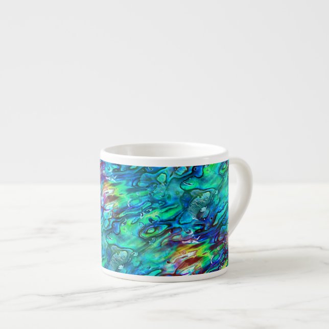 New Zealand Abalone Paua Shell Pattern 1 Espresso Cup (Front Right)