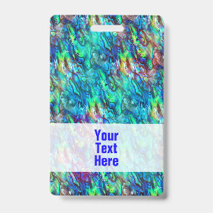 New Zealand Abalone Paua Shell Pattern 1 ID Badge