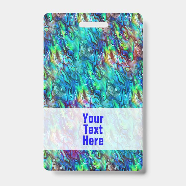 New Zealand Abalone Paua Shell Pattern 1 ID Badge (Front)