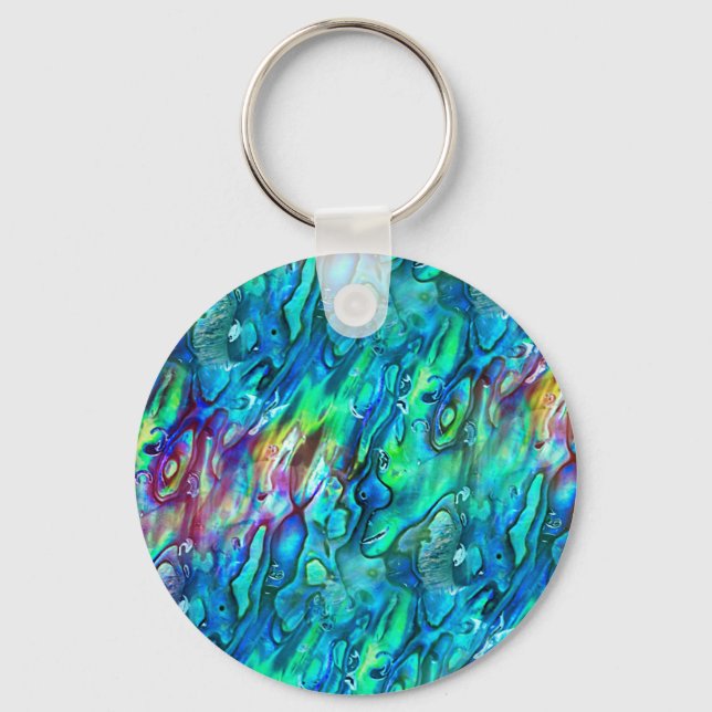 New Zealand Abalone Paua Shell Pattern 1 Key Ring (Front)