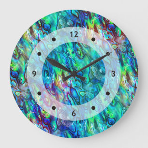 New Zealand Abalone Paua Shell Pattern 1 Large Clock