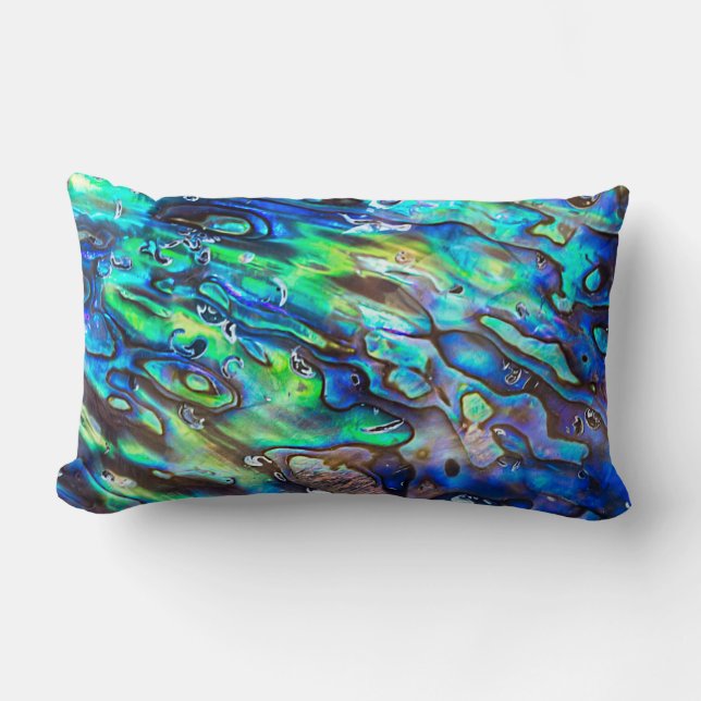 New Zealand Abalone Paua Shell Pattern 1 Lumbar Cushion (Front)