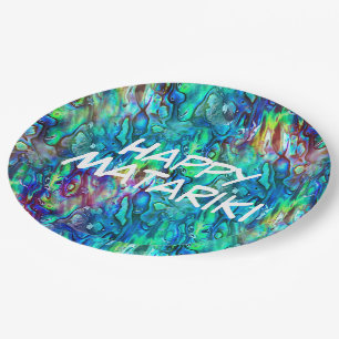 New Zealand Abalone Paua Shell Pattern 1 Paper Plate