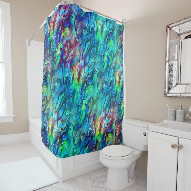 New Zealand Abalone Paua Shell Pattern 1 Shower Curtain (In Situ)