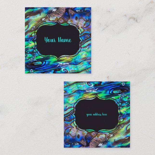 New Zealand Abalone Paua Shell Pattern 1 Square Business Card (Front/Back)
