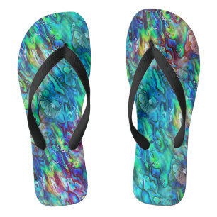 New Zealand Abalone Paua Shell Pattern 1 Thongs